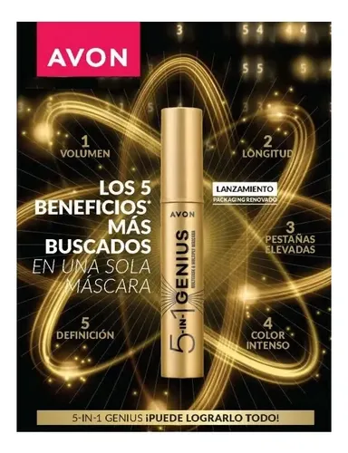 Mascara Pestañas 5 En 1 Avon Lash Genius