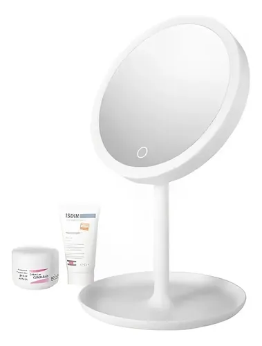 Espejo De Maquillaje Aro Led Regulable Recargable Y Portable