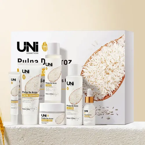 Kit Facial Skincare 6 Pcs Pulpa De Arroz Hidrata E Ilumina