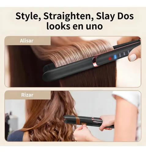 Plancha Alaciadora De Cabello Cerámica 2 En 1 Profesional