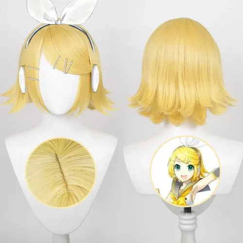 M’ Peluca Vocaloid Rin Kagamine For Cosplay, 40 Cm, M’