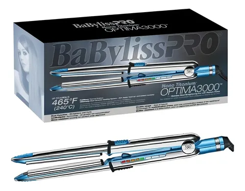 Plancha de pelo Babyliss pro Nano Titanium Optima 3000 BABSS3000T en acero inoxidable y con placas de titanio color plateada y celeste