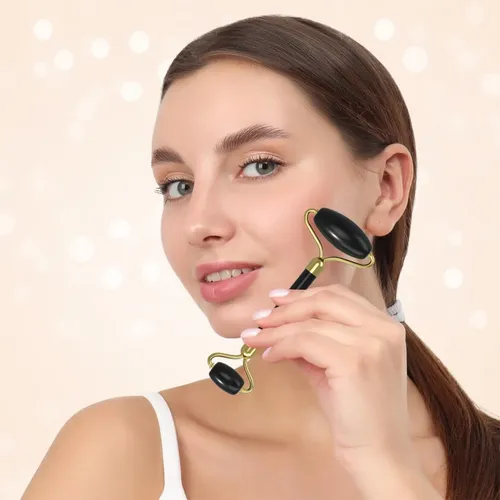 Set Masajeador Facial Jade Roller Y Gua Sha Yltneuqer Yellow