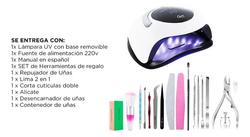 Kit Manicura Pedicura Gadnic BQ5 Pro + Cabina UV LED Para Uñas 120w Temporizador Alto Rendimiento
