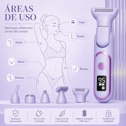 ! Depiladora Eléctrica Mujer Tipo Cpantalla Lcd
