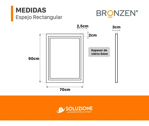 Espejo Premium Vertical Rectangular Luz Led Frontal 90×70