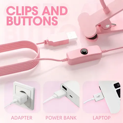 G Lampara Para Uñas Profesional Rosa Usb Con Pinza Lampara S