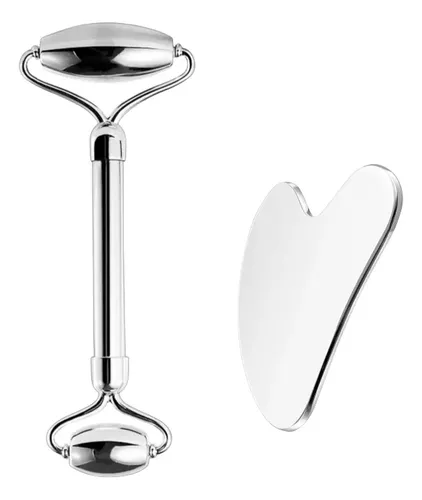 Set De Rodillo De Masaje Facial Gua Tool And Steel Sha De Ac 2pc Set With Bag