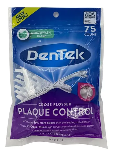 Palillos Hilo Dental Dentek Cross Floss Picks Plaque Control 75u