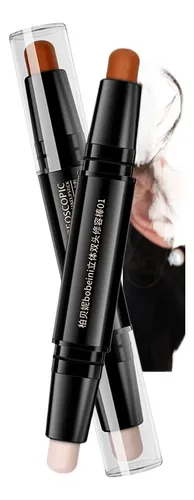 Barra Contorno Iluminador Rostro Maquillaje Doble Punta Mla Marrón Claro