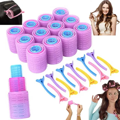 48 Rizadores De Plástico Con Velcro Para Cabello Sin Calor