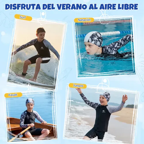 Kit Trajes De Baño Para Niños Gorro De Natación 9-14 Años