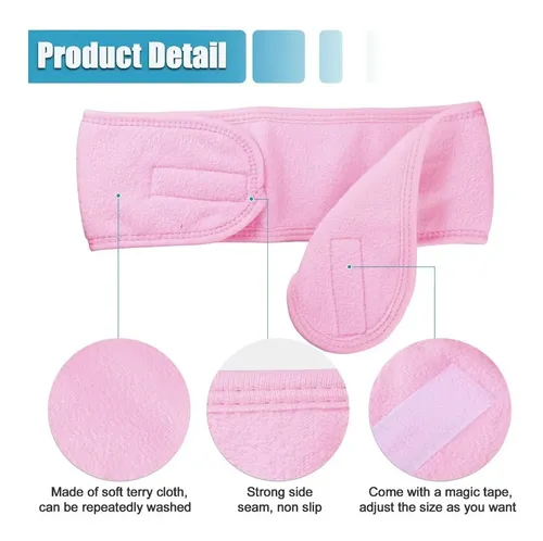 4 Diademas Spa Bandas De Pelo Mujer Baño Rosa
