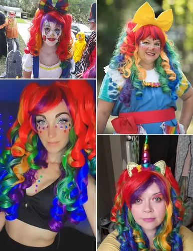 Jf713 Peluca De Cosplay Rizada Multicolor 70cm Multicolor