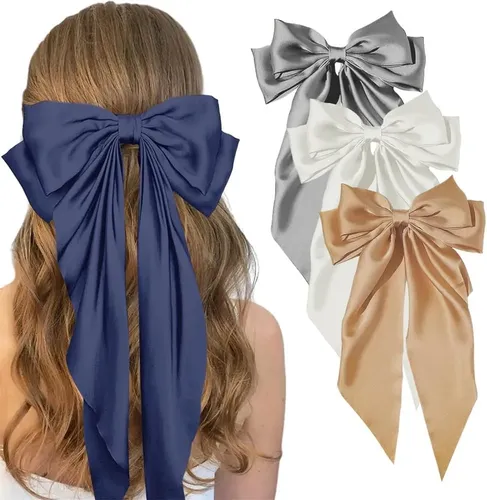 Set De 4 Lazos De Satén Grandes Para El Cabello