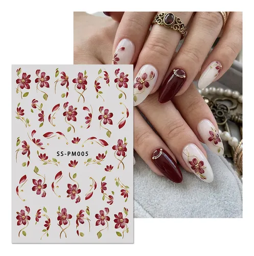 Prima Calcomanías For Uñas 3 Hojas Flores Retro Y Luna 3pcs