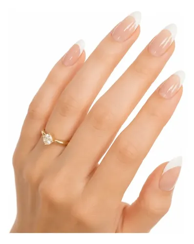 Uñas Press On Veluna Soft Gel Francesitas Clásicas 30u Full French Champagne Almendra