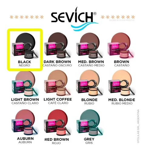 Sombra Capilar Sevich 4g Cubre Canas Raíces Relleno Cabello