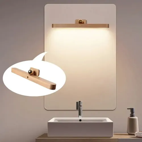 Zc A Aplique Moderno Con Espejo De Madera Lámpara Lf Zc