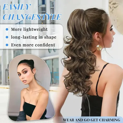 Ponytail Largo Rizado Con Cordón Sintético Cabello 22