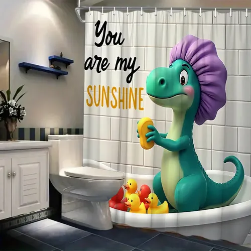 Una Cortina De Baño Purple Sponge Sunshine Cartoon Polyester