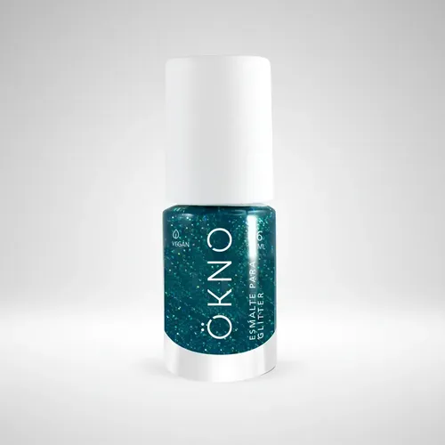 Ökno Esmalte Glitter Gel Vegano Cruelty Free 055 V-trend Color VERDE GLITTER