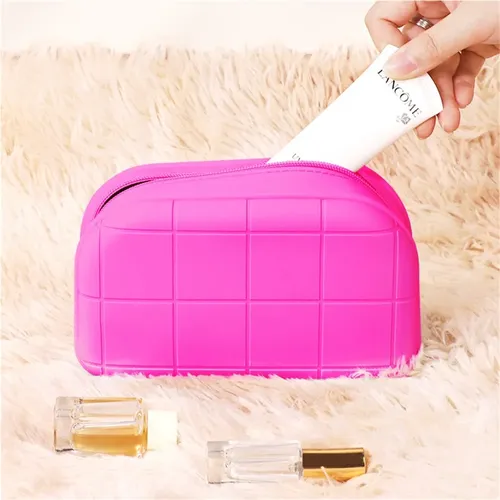 Portátil Silicona Impermeable Maquillaje Tocador Bolsa De Darkredpowder Quilted