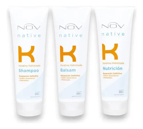 Kit Native Keratina Nov  Shampoo + Balsam + Nutrición Pomo