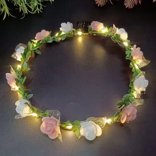 ` Corona De Flores Con Iluminación Led For Mujer, Boda, U
