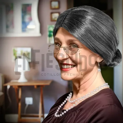 Peluca Abuela Rodete Cotillon Fiesta De Disfraces Carnaval