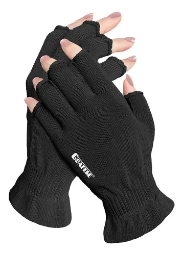 Guantes Algodón Negros Sin Dedos Hidratantes 3 Pares