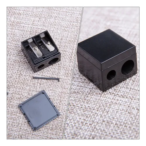6pcs Black Double Hole Brow Pencil And Makeup Sharpener