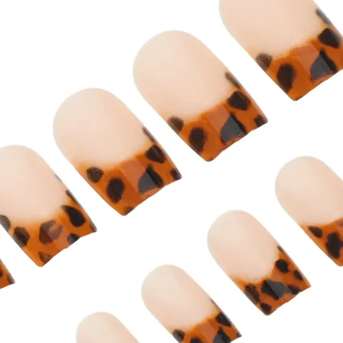 24 Uds. De Uñas Postizas Diseño Leopardo – Reutilizables