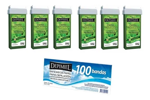 Cera Depilatoria Roll-on De 100g X 6u + Pack De 100 Bandas