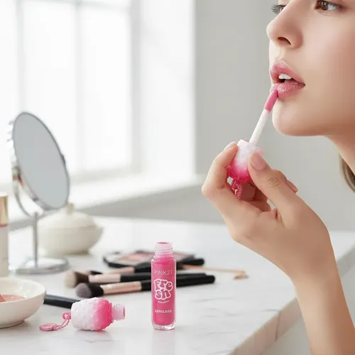 Gloss Labial Pink21 Fresh Collection Brillo Llavero Corazón