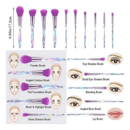Set De Brochas De Maquillaje Kingtree 10 Unidades Morado