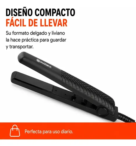 Planchita De Pelo Plancha Pelo Cabello Cerámica Suzika Pl047 Color Negro