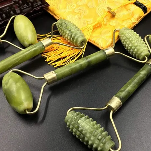 Rodillo Doble Jade Verde Masaje Facial Y Cuello