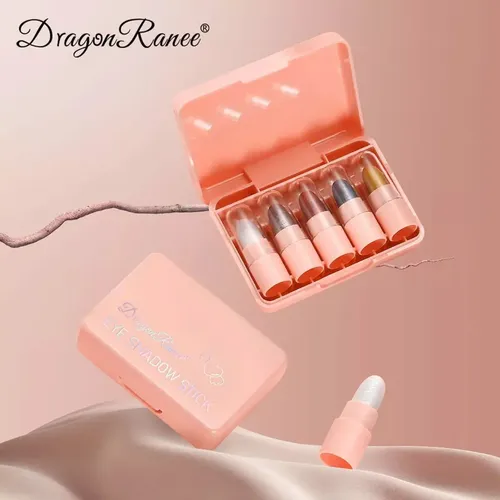 Sombras Ojos Stick Satinadas Dragonranee 5 Tonos Kawaii Hipoalergénicas