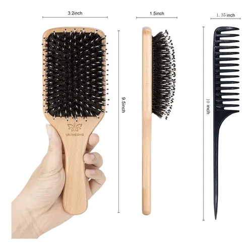 Cepillo De Pelo Urtheone Boar Bristle Paddle Paddle Para Tod