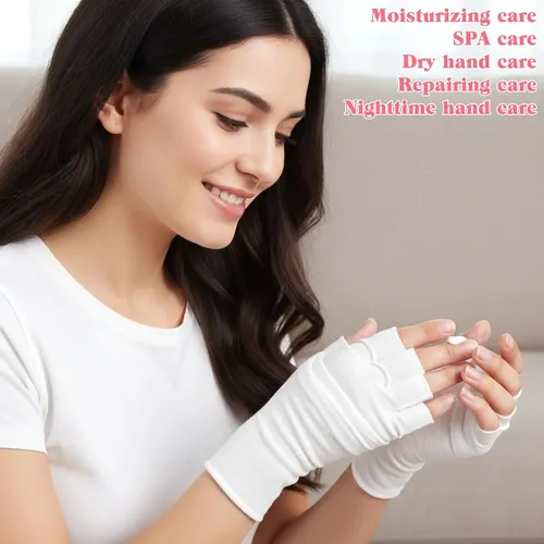 Guantes Blancos Sin Dedos De Algodón Hidratantes Y Cómodos
