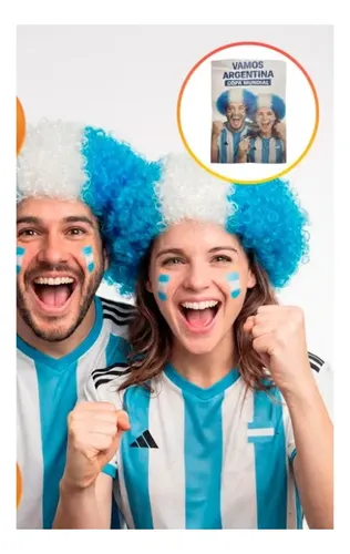 Peluca Afro Rulos Argentina Mundial Cotillon X1 Unid