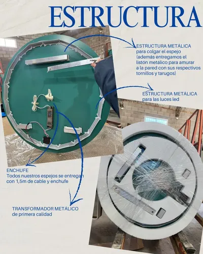 Espejo Led Circular 80cm Encendido Touch Dimmer Redondo Baño