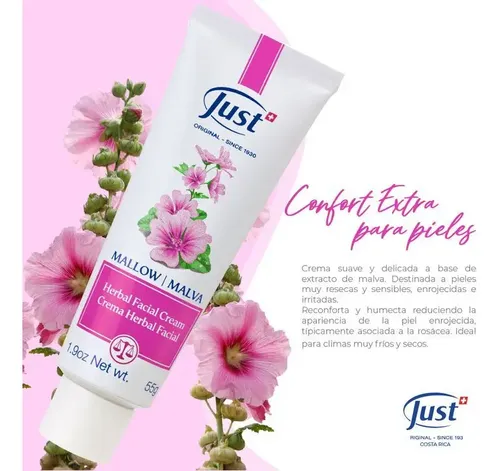Crema Herbal Facial De Malva Just Tipo De Piel Rosacea