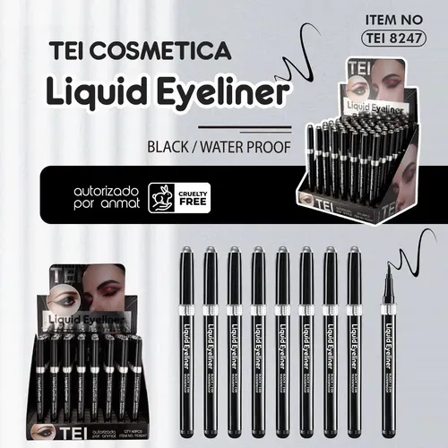 Delineador Líquido Marcador TEI Negro Waterproof Larga Duración Mate