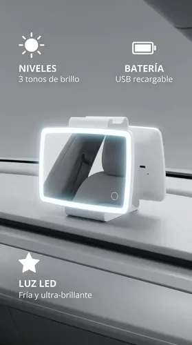 Espejo Led Aitech Recargable Para Auto 16x10cm Con Luces Led