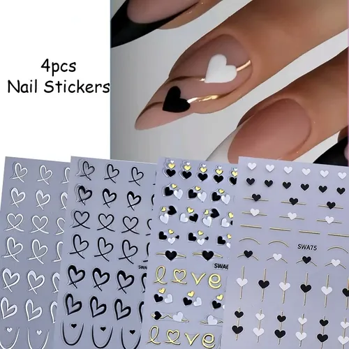 Juego De 4 Láminas De Calcomanías De Uñas Con Temática De