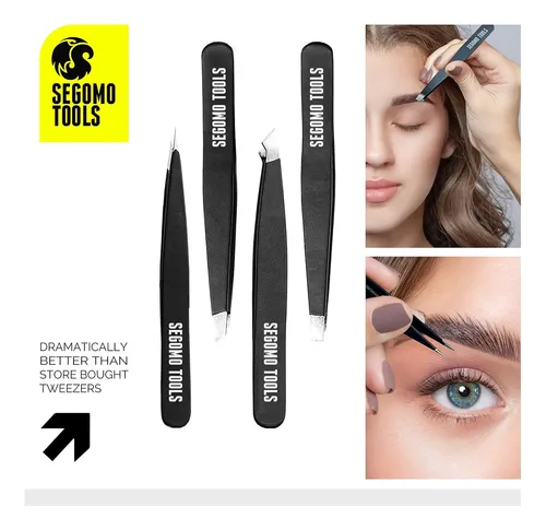 Set 4 Pinzas Precisión Mujer Para Cejas Y Pelo Encarnado