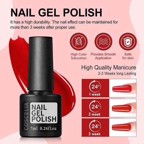 Kit Gel Uñas 35 Colores Uv Profesional Con Base Y Top Coat