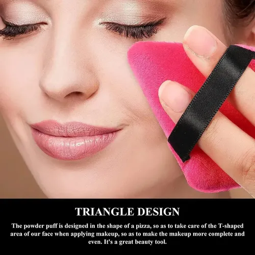 [ Set De 12 Esponjas De Polvo Triangulares Para Polvo Rosa